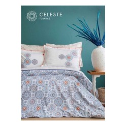 Apricitas Çift Kişilik Complet Set Celeste Turkuaz Nevresim Takımı
